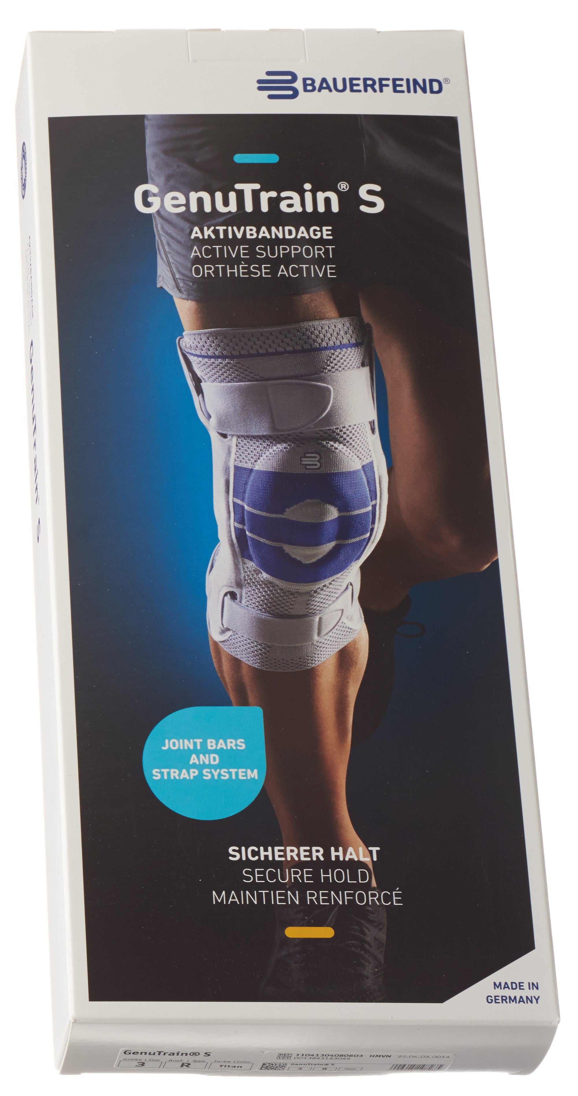 Bauerfeind GenuTrain S Genouillère Active Taille 3 Soutien Intense | Orthèse Médicale