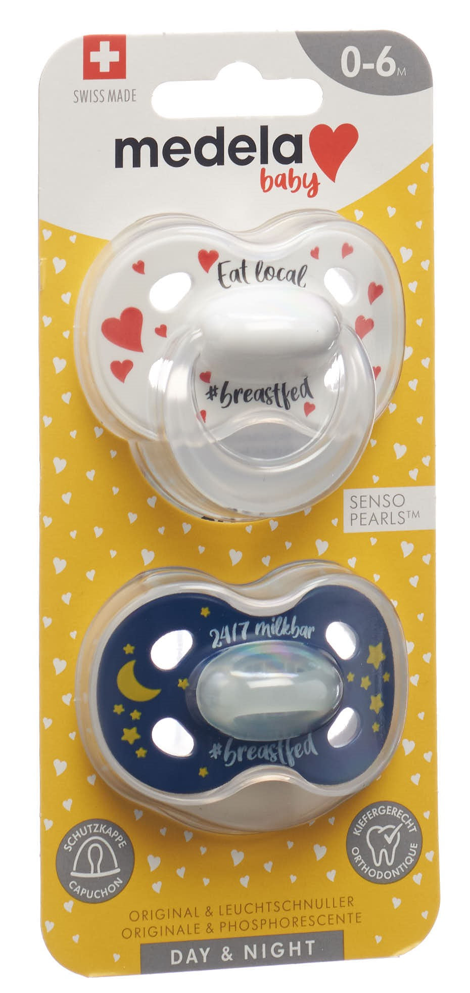 Medela Sucette Day&Night 0-6 mois Bébé Apaisement | Lot 2 pièces