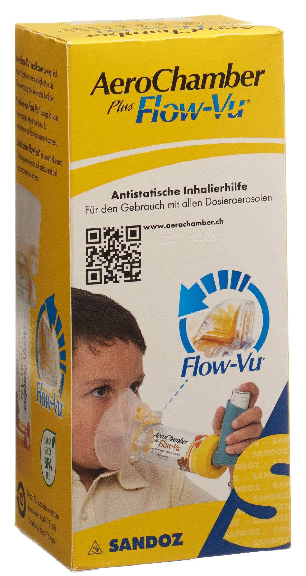 AEROCHAMBER PLUS Flow-Vu av masque (1-5ans) jaune