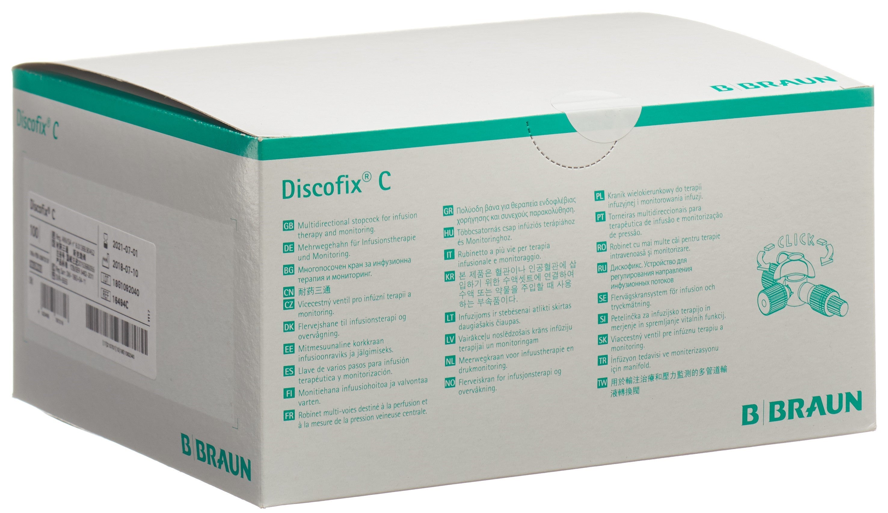 DISCOFIX C 3 voies robinet médical bouchons bleus 100 pièces | Dispositif médical