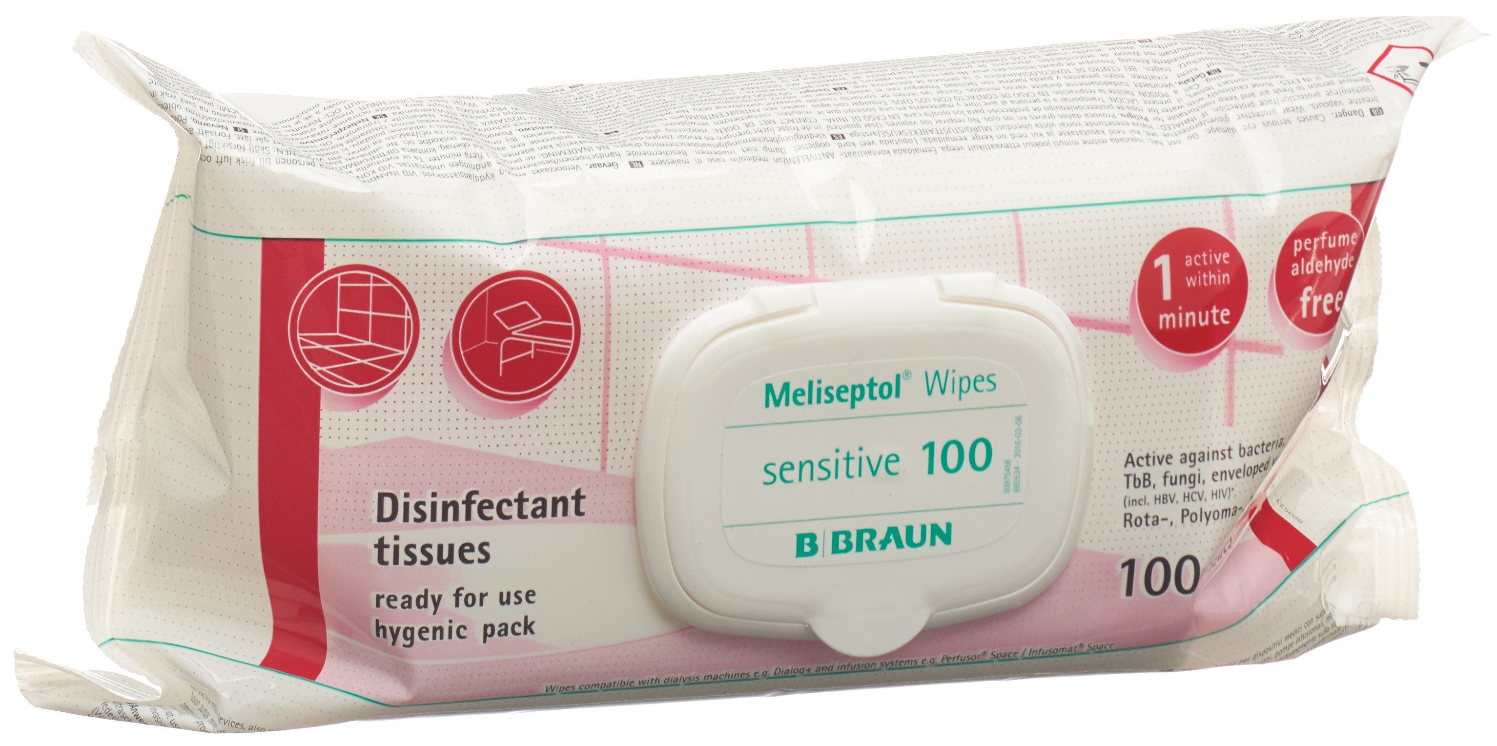 Meliseptol Lingettes Désinfectantes Sensitives 100 | Flowpack Douceur