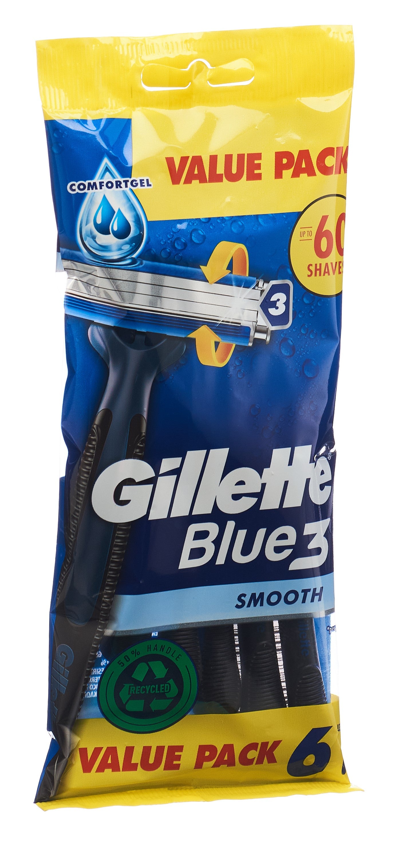 Gillette Blue 3 Smooth Rasoir Jetable Confort | Pack 6 Pièces