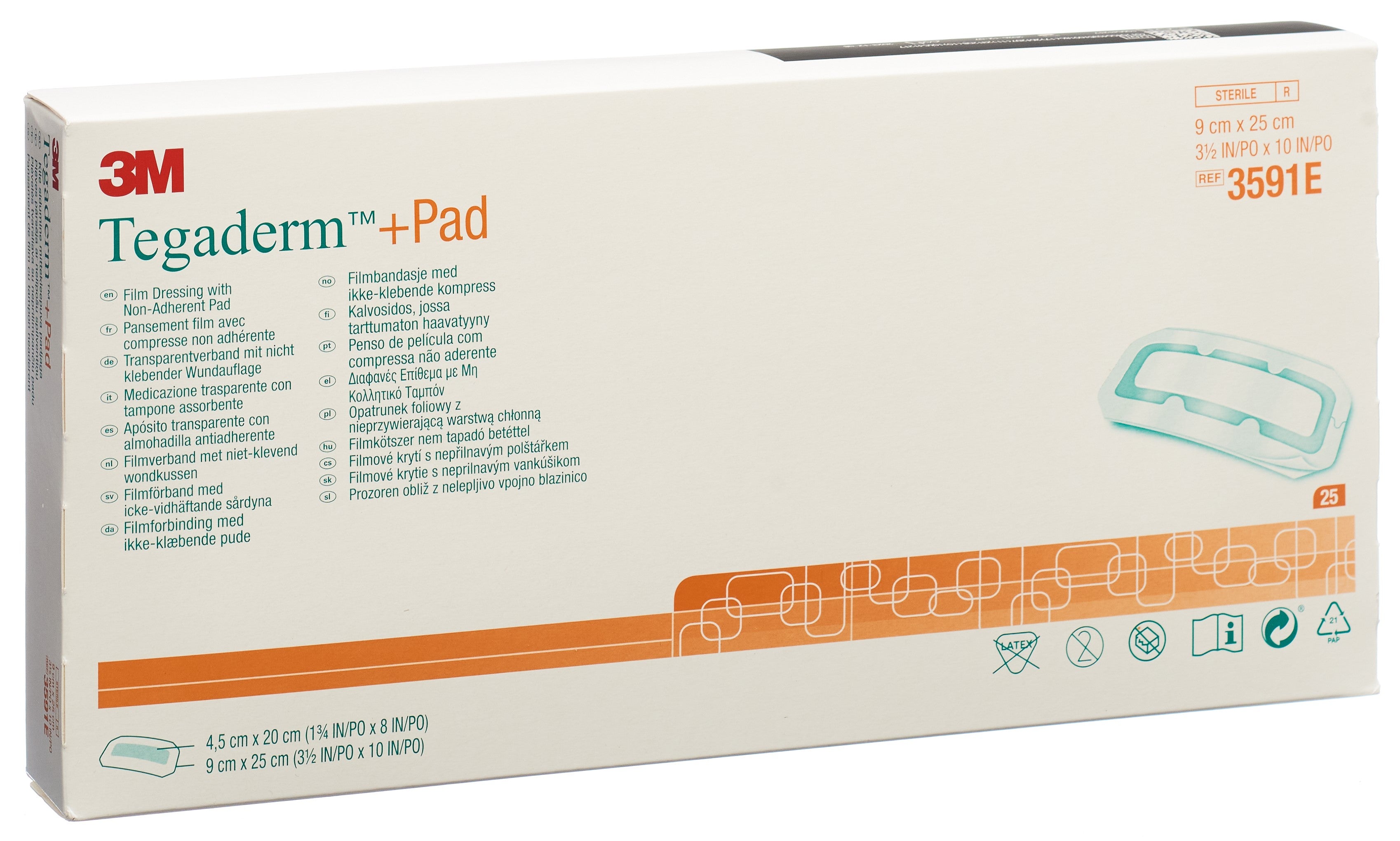 3M TEGADERM+PAD 9x25cm compres 4.5x20cm (n) 25 pce
