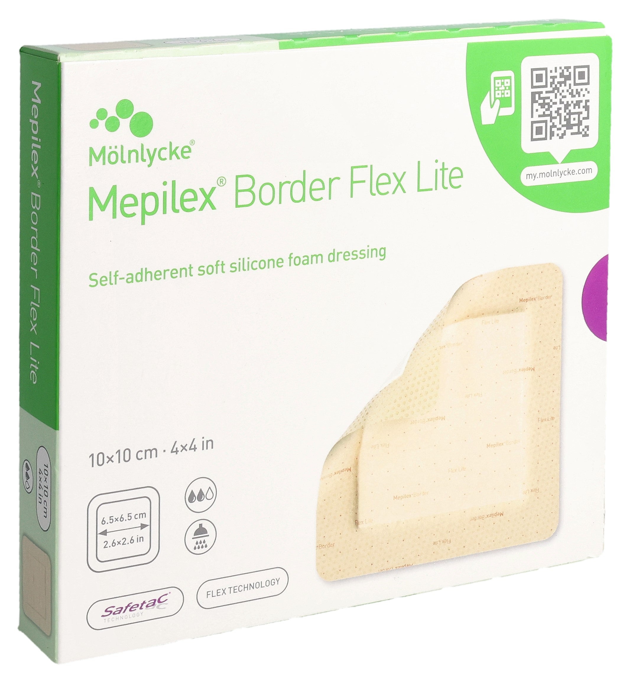 Mölnlycke MEPILEX Border Flex Lite Pansement Adhésif | 10 x 10 cm 5 pièces