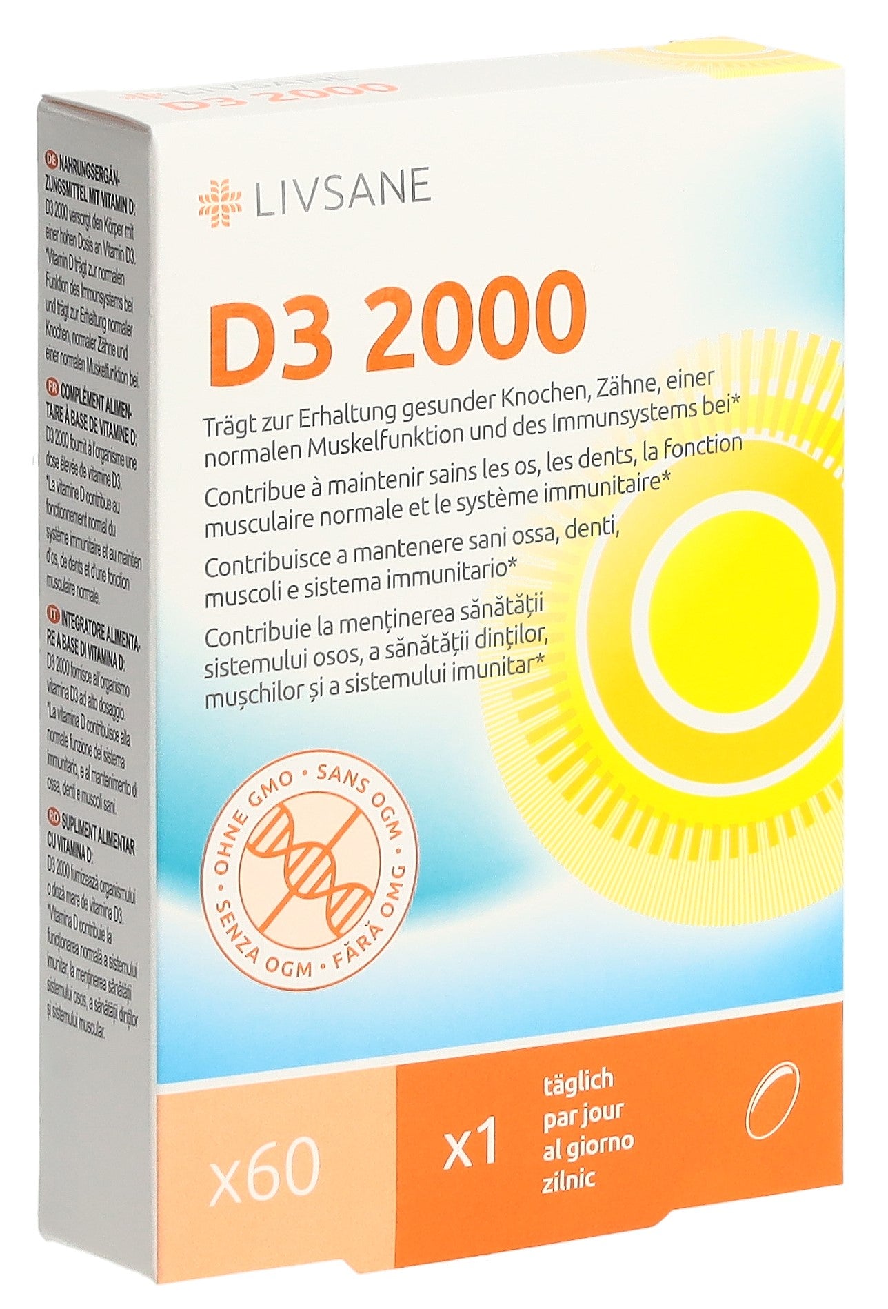 LIVSANE Vitamine D3 2000 UI | Complément Alimentaire 60 Capsules Molles