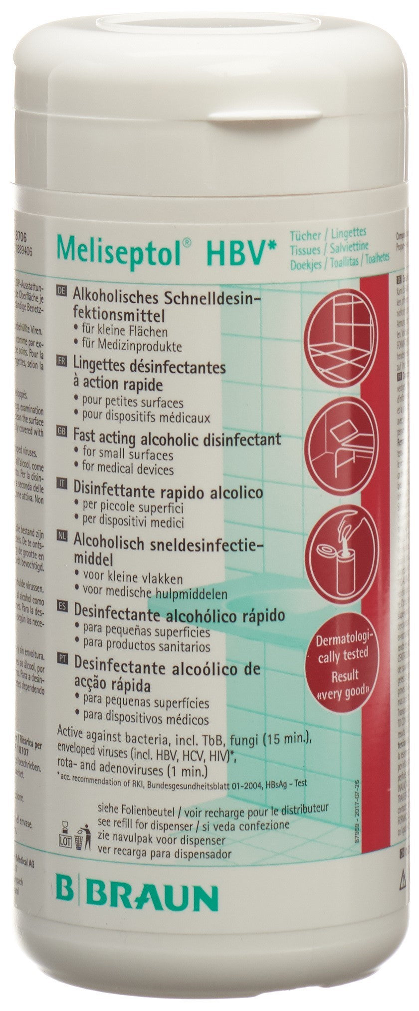 Meliseptol HBV Désinfectant Surfaces 100 Lingettes | Pratique