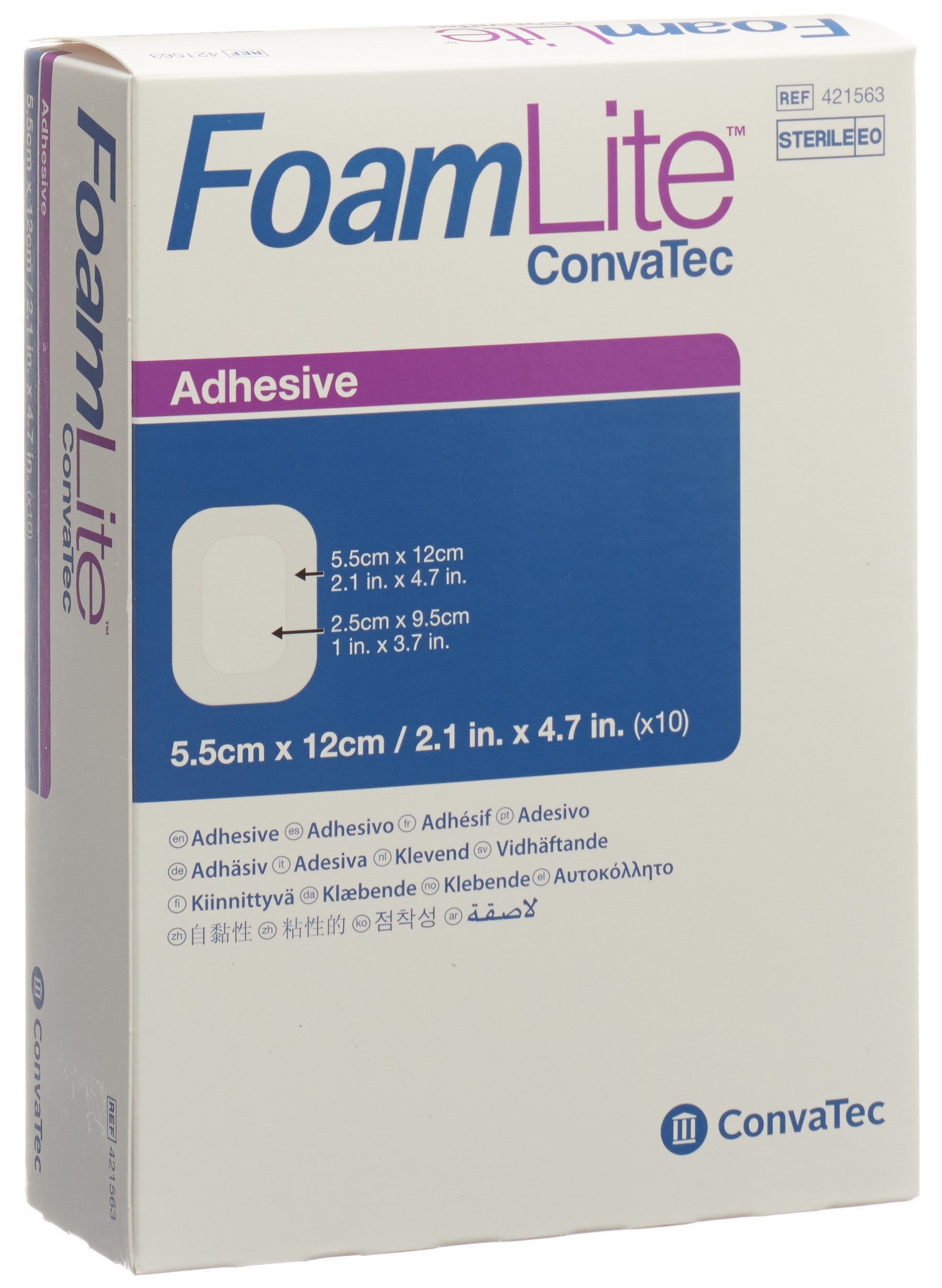 Convatec Foam Lite Pansement Mousse Silicone 5.5x12cm 10 Pièces