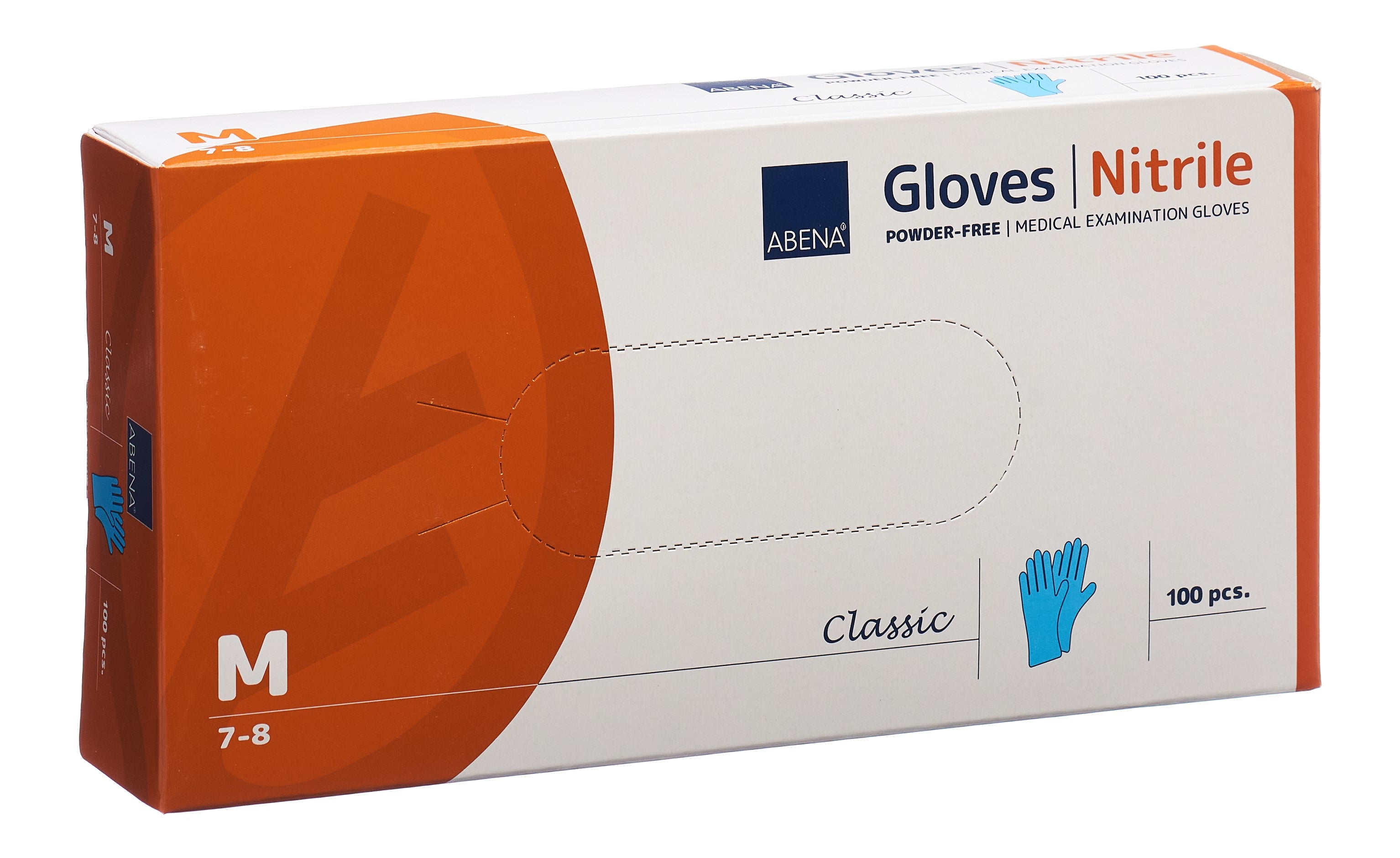 ABENA Cla gants nit M 240mm n poud n st bl 100 pce