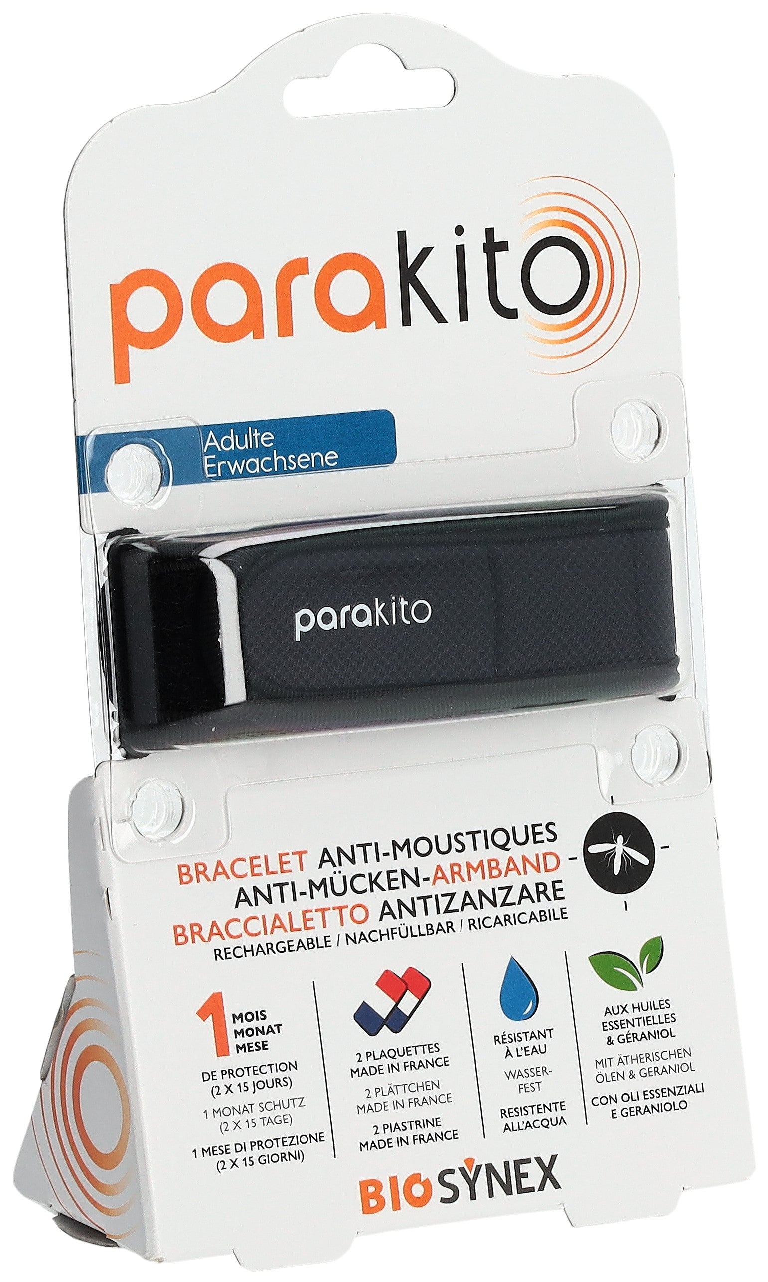 PARAKITO Bracelet Anti-Moustiques Adulte Noir | Protection Efficace