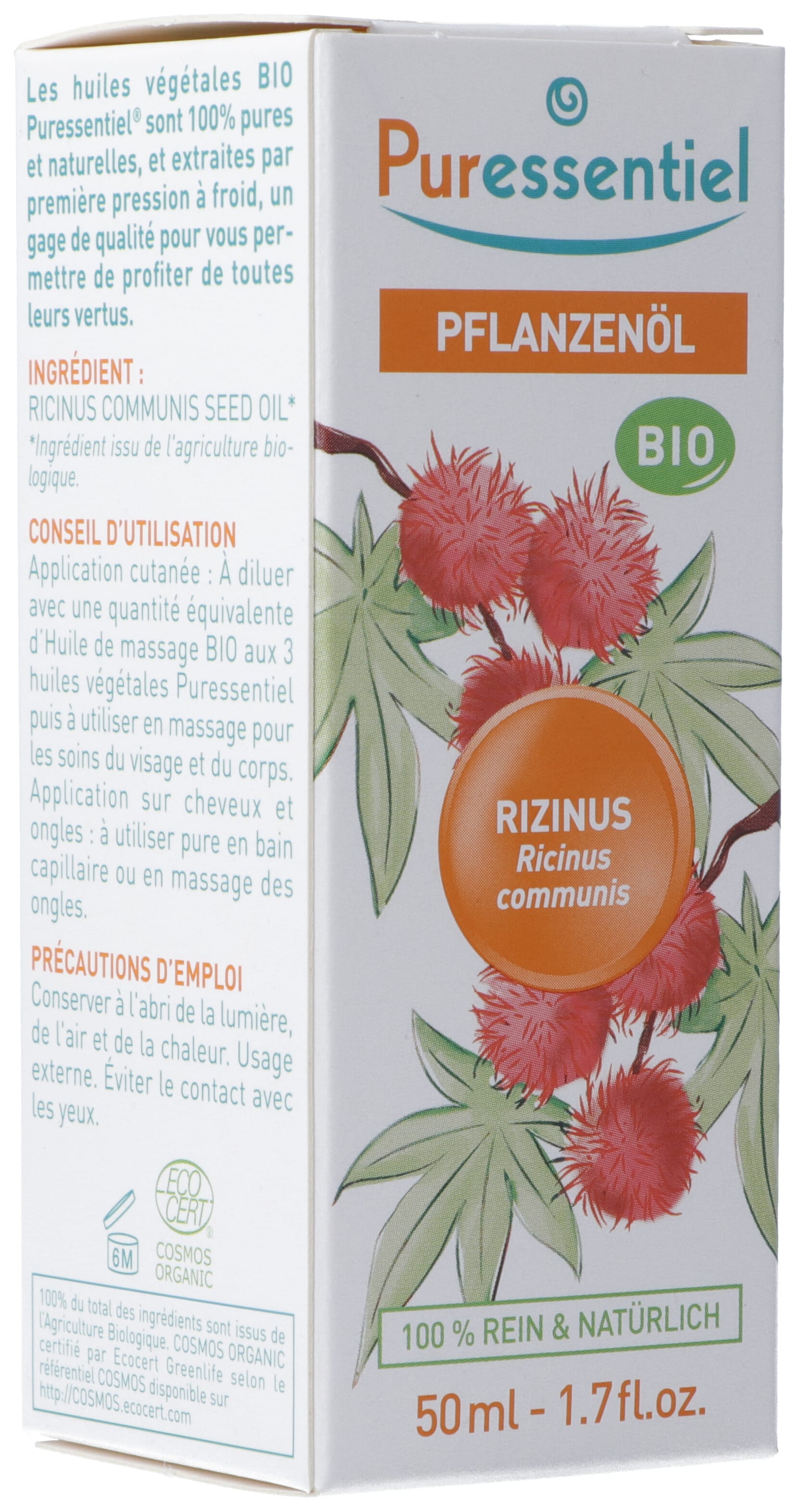 Puressentiel Huile Végétale Ricin Cheveux & Ongles 50 ml