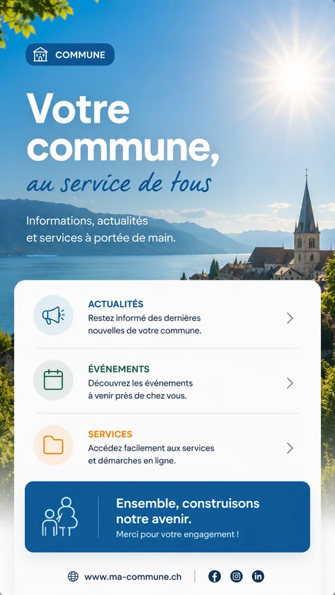 Écran d'affichage : informations et services d'une commune