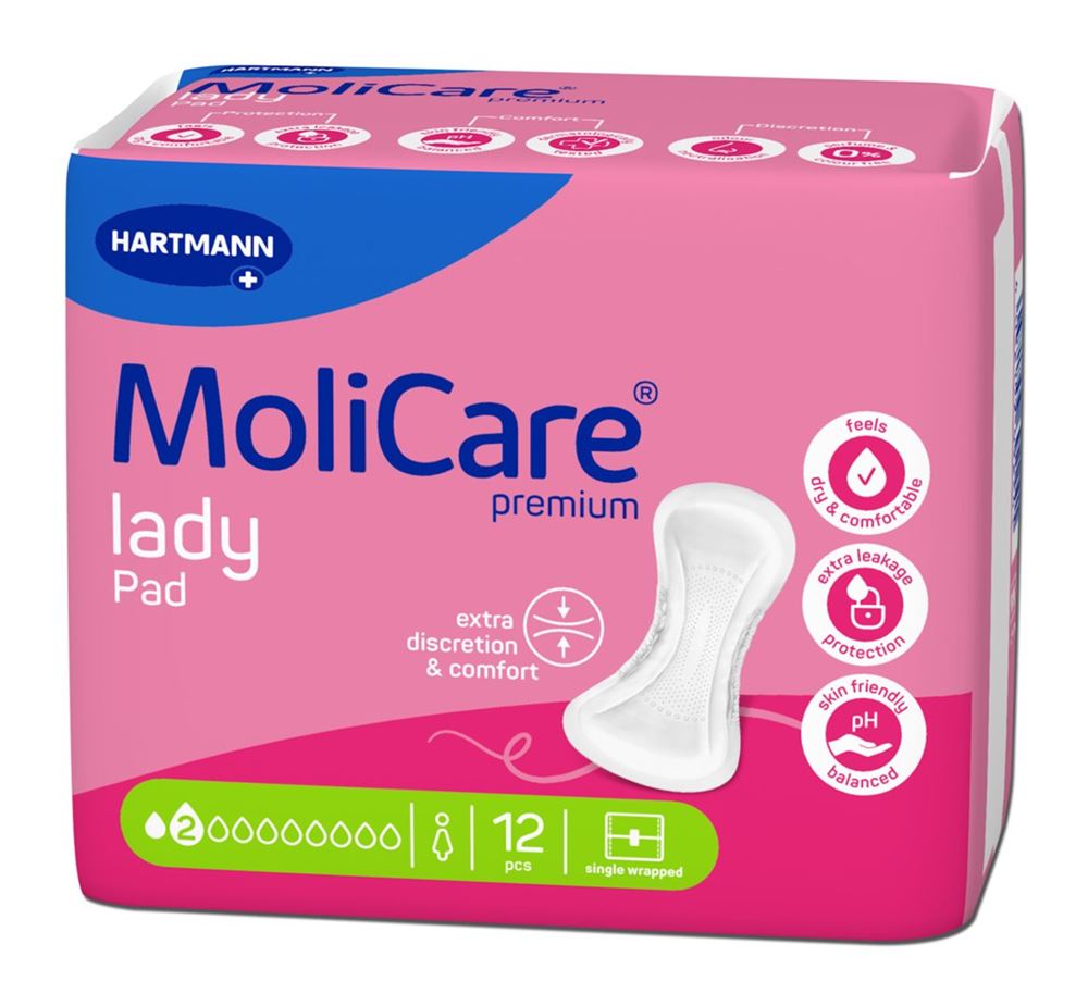 MOLICARE Premium Lady Pad 2 gouttes 12 pièces | Protection Discrète