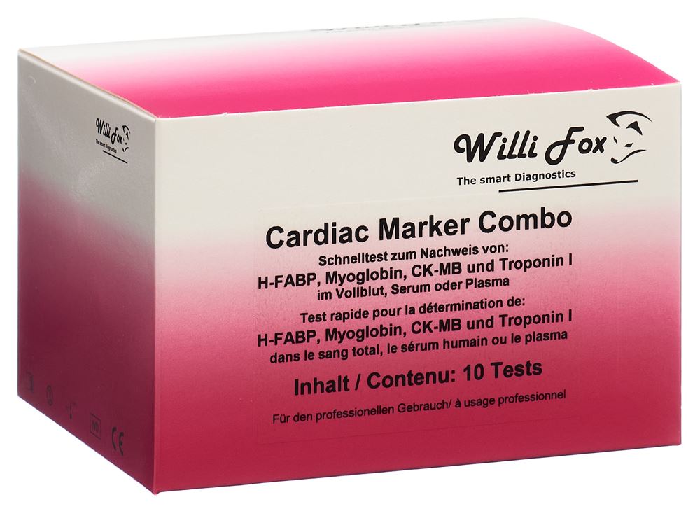 WILLI FOX Cardiac Mar TroI Myo H-FABP CK-MB 10 pièces | Diagnostic Cardiaque