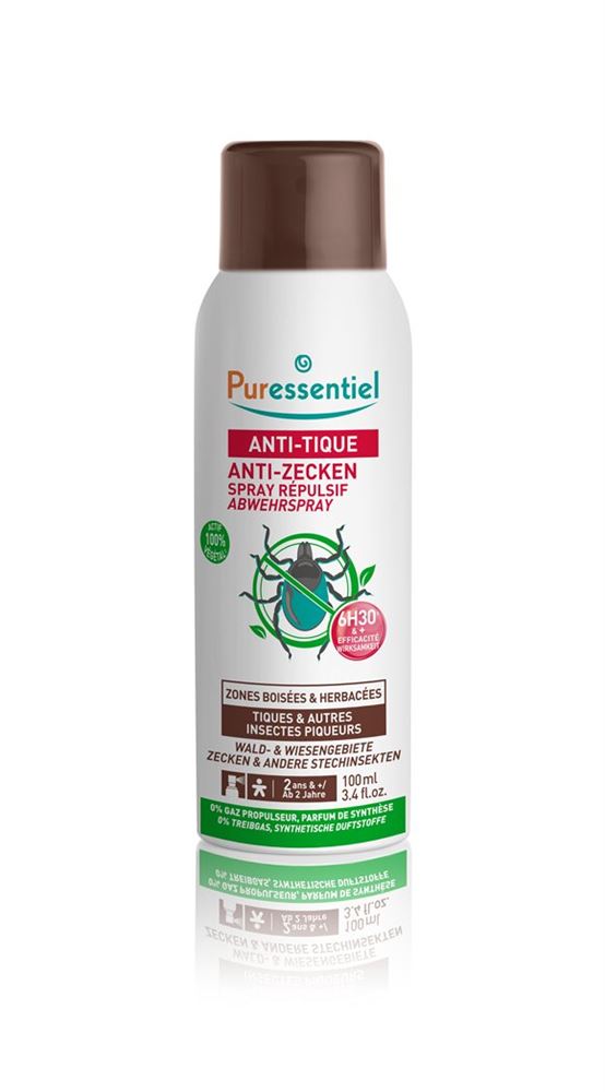 PURESSENTIEL Anti-tiques Spray Répulsif 100ml | Protection Naturelle