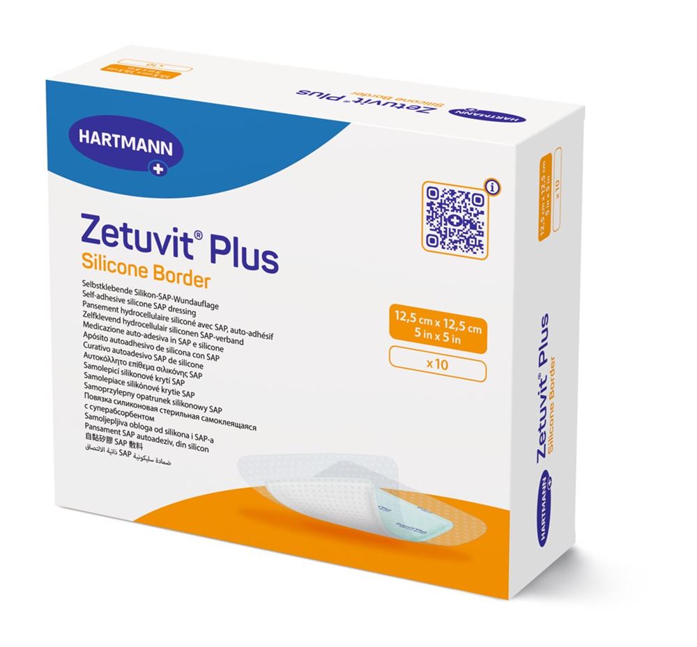 ZETUVIT Plus Silicone Border 12.5x12.5cm | Adhésif