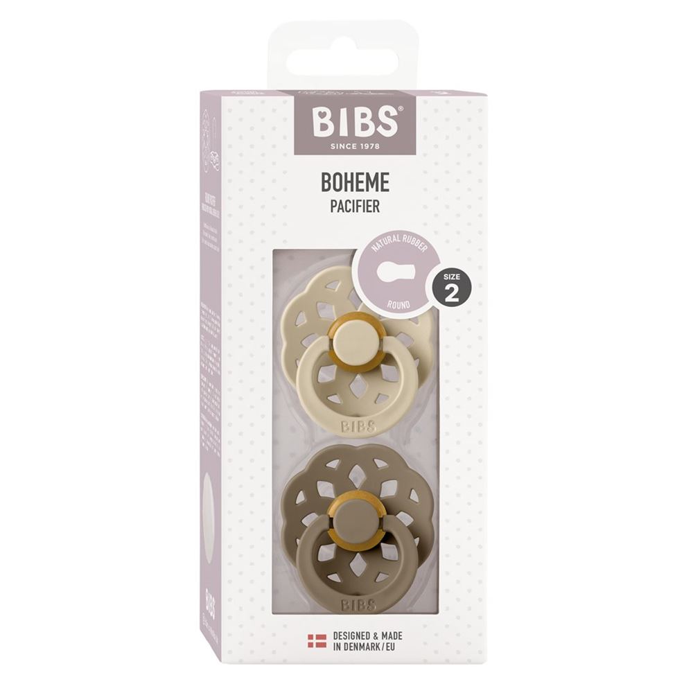 BIBS Boheme 6-12M Tétine Vanille/Chêne 2 pièces | Débit Moyen