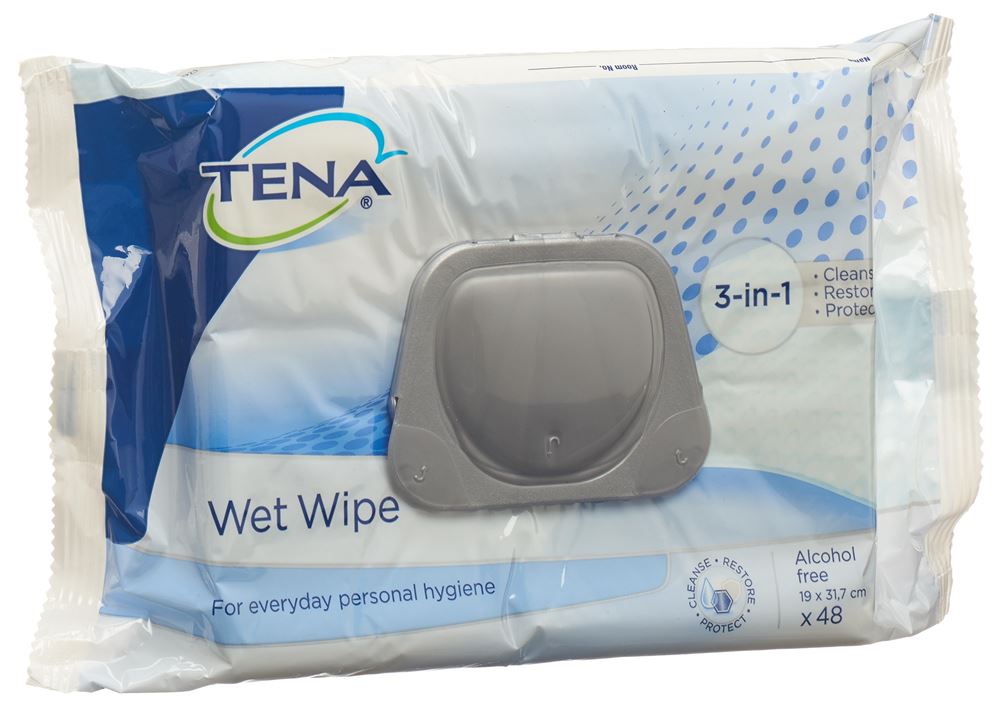 TENA Wet Wipes Lingettes Humidifiées 48 pièces | Fraîcheur Immédiate