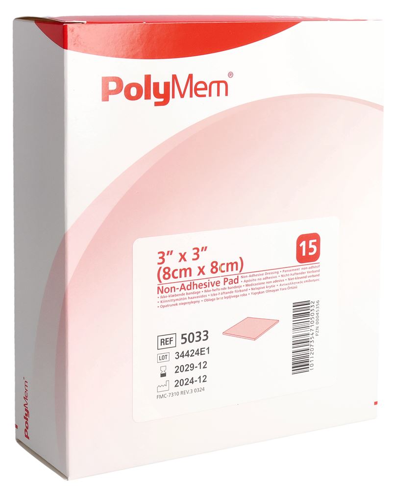 POLYMEM Pansement Non Adhésif 8x8cm | 15 pièces