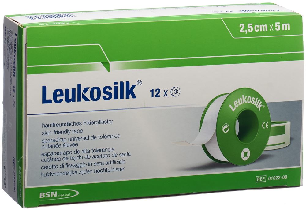 LEUKOSILK Sparadrap 5mx2.5cm | 12 pièces