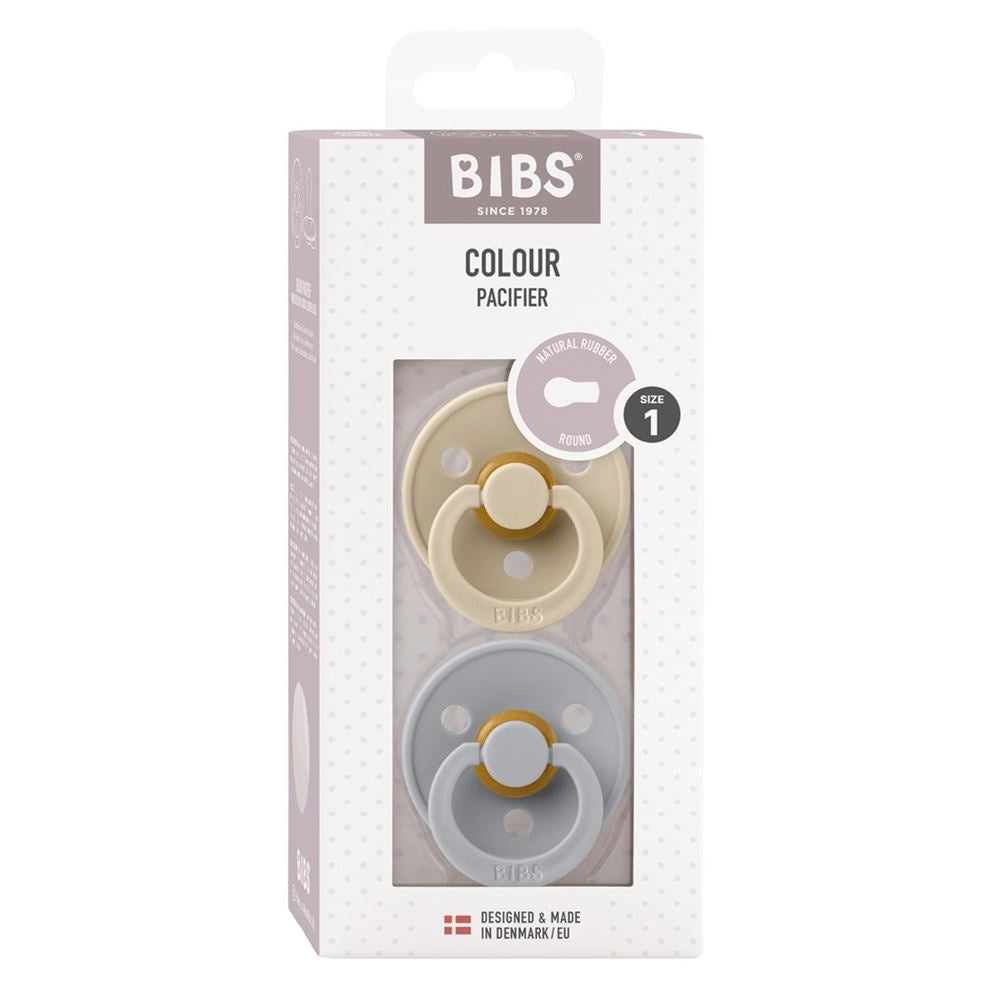 BIBS Colour Tétine Latex Ronde 0-6m Vanille Cloud 2 pièces | Douceur
