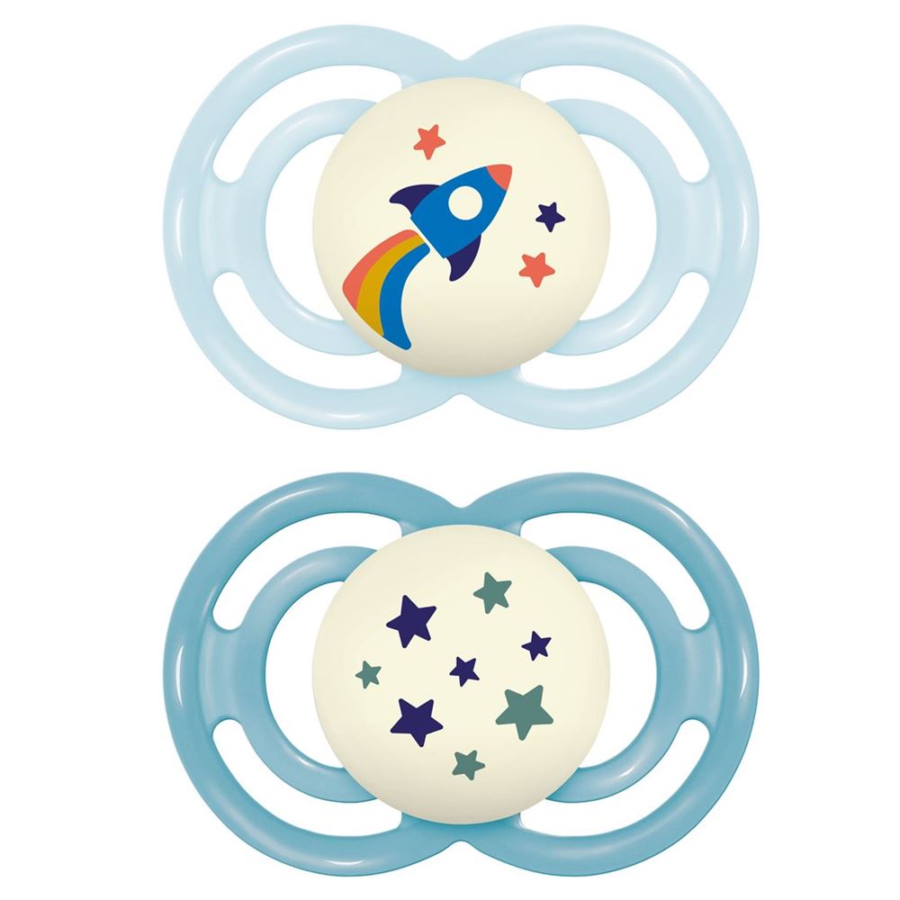 MAM Perfect Night Sucette Silicone 6-16m Garçon 2 pièces | Sommeil