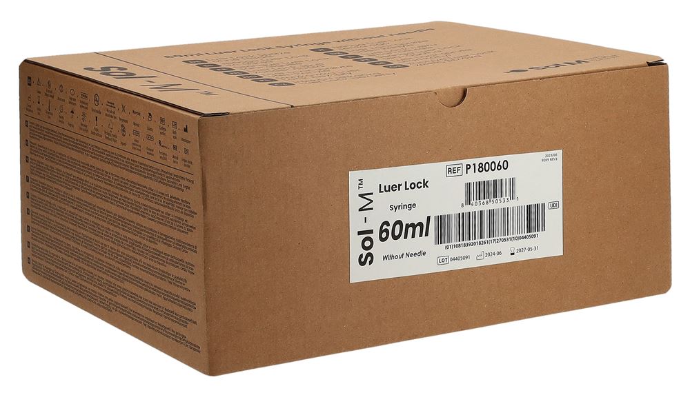 SOL-M Seringue Luer Lock 60ml | 30 pièces
