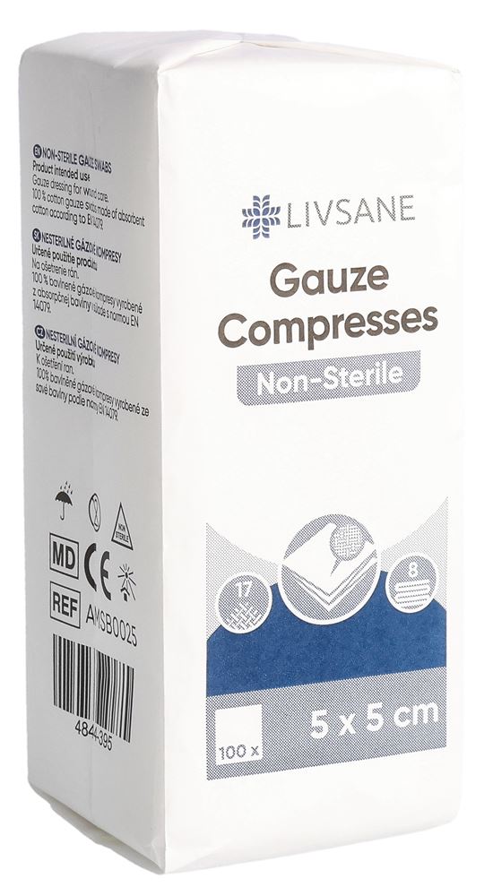 LIVSANE Compresses de Gaze 5x5cm 100 pièces | Soins