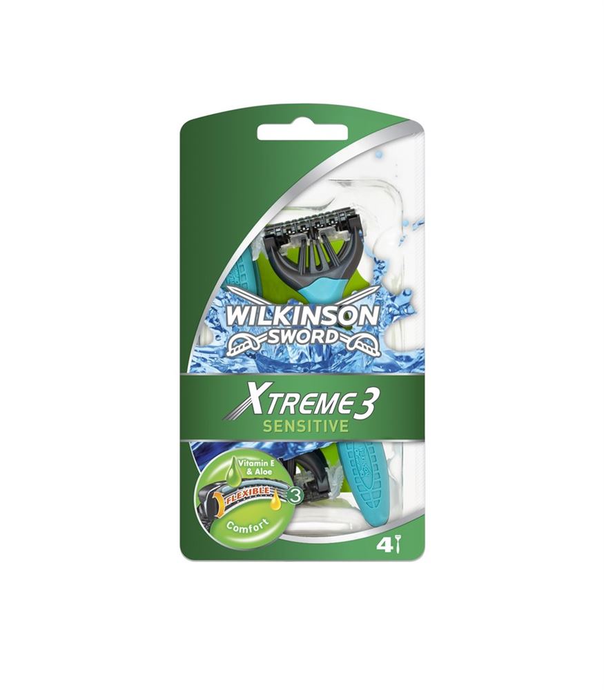 WILKINSON Xtreme III Rasoir Jetable Sensiti 4 pièces | Rasage Doux