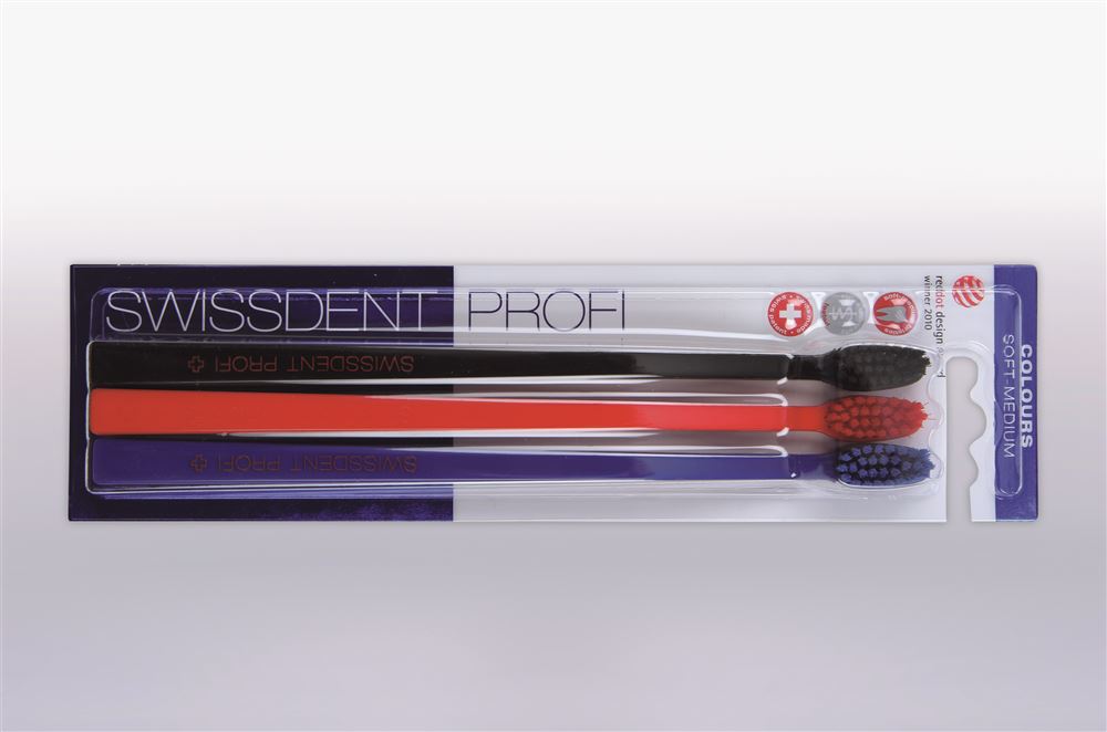 SWISSDENT Colours Brosse Trio | Rouge/bleu