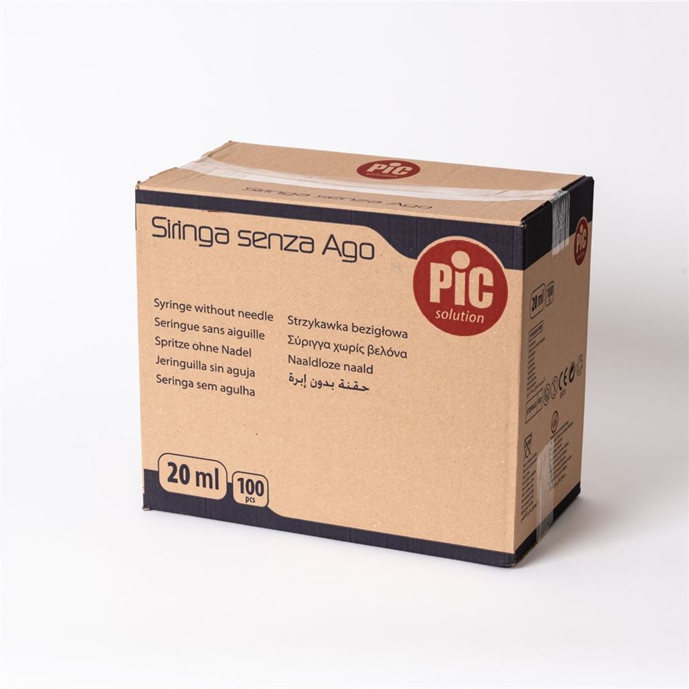 PIC SOLUTION Seringue 20ml Luer 100 pièces | Usage Unique