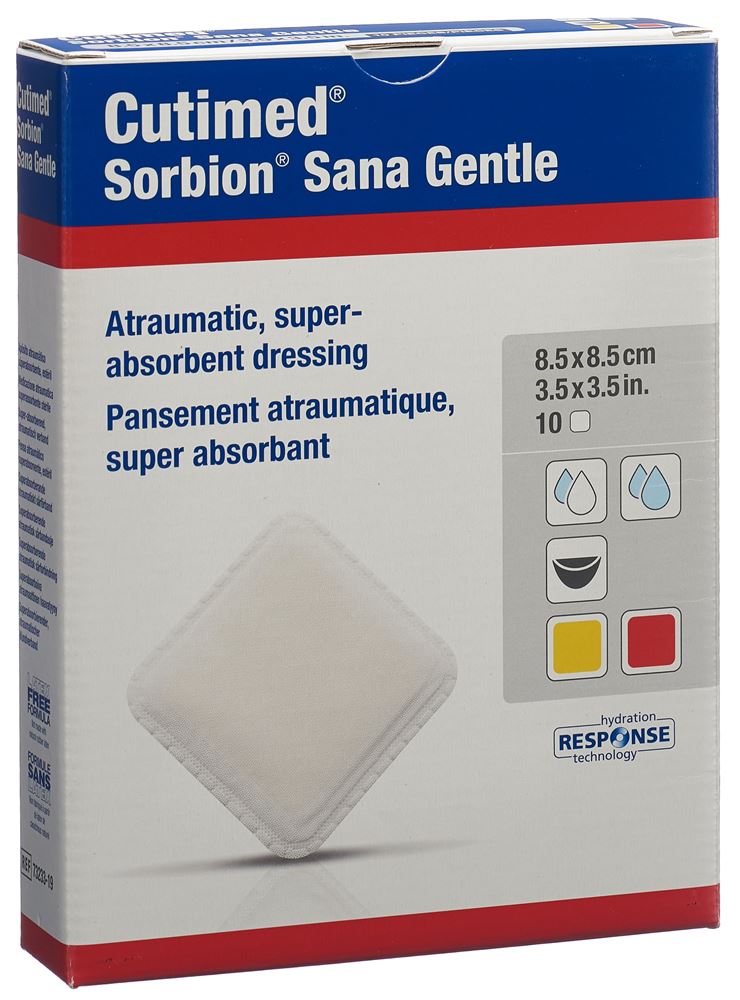 CUTIMED Sorbion Sana Gentle Pansement 8.5x8.5cm | 10 pièces