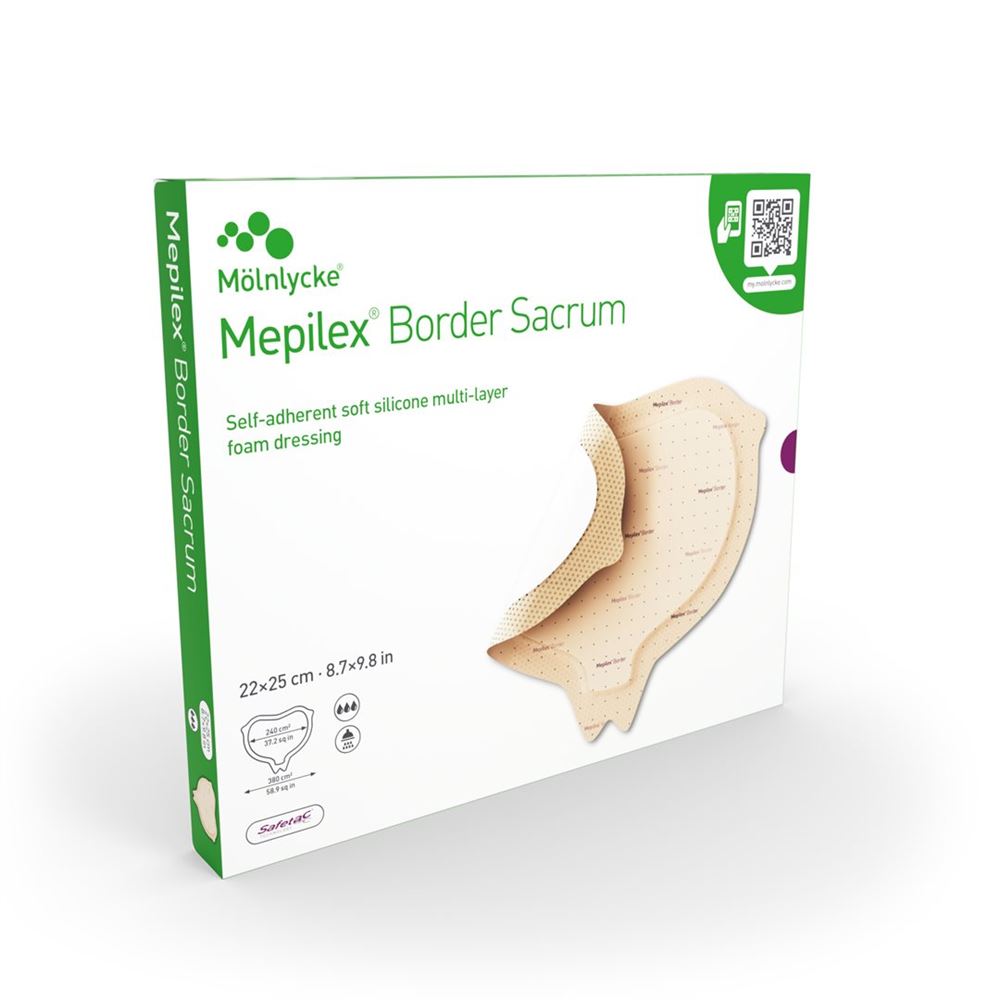 Mölnlycke MEPILEX Border Sacrum Pansement 22x25cm | 5 pièces