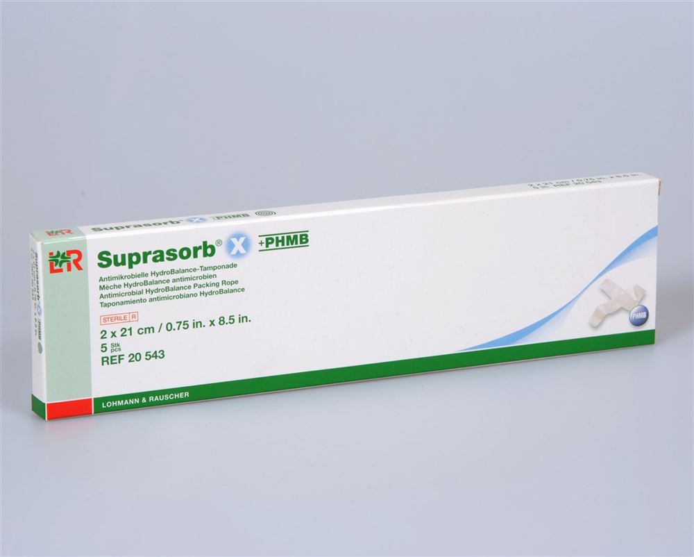 SUPRASORB X+PHMB Tamponade 2x21cm | 5 pièces