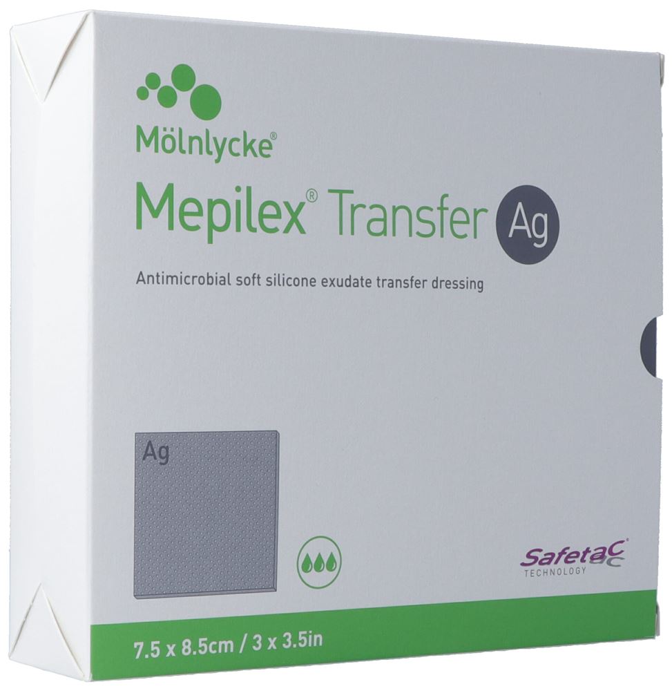 Mölnlycke MEPILEX Transfer Ag Pansement 7.5x8.5cm | 10 pièces