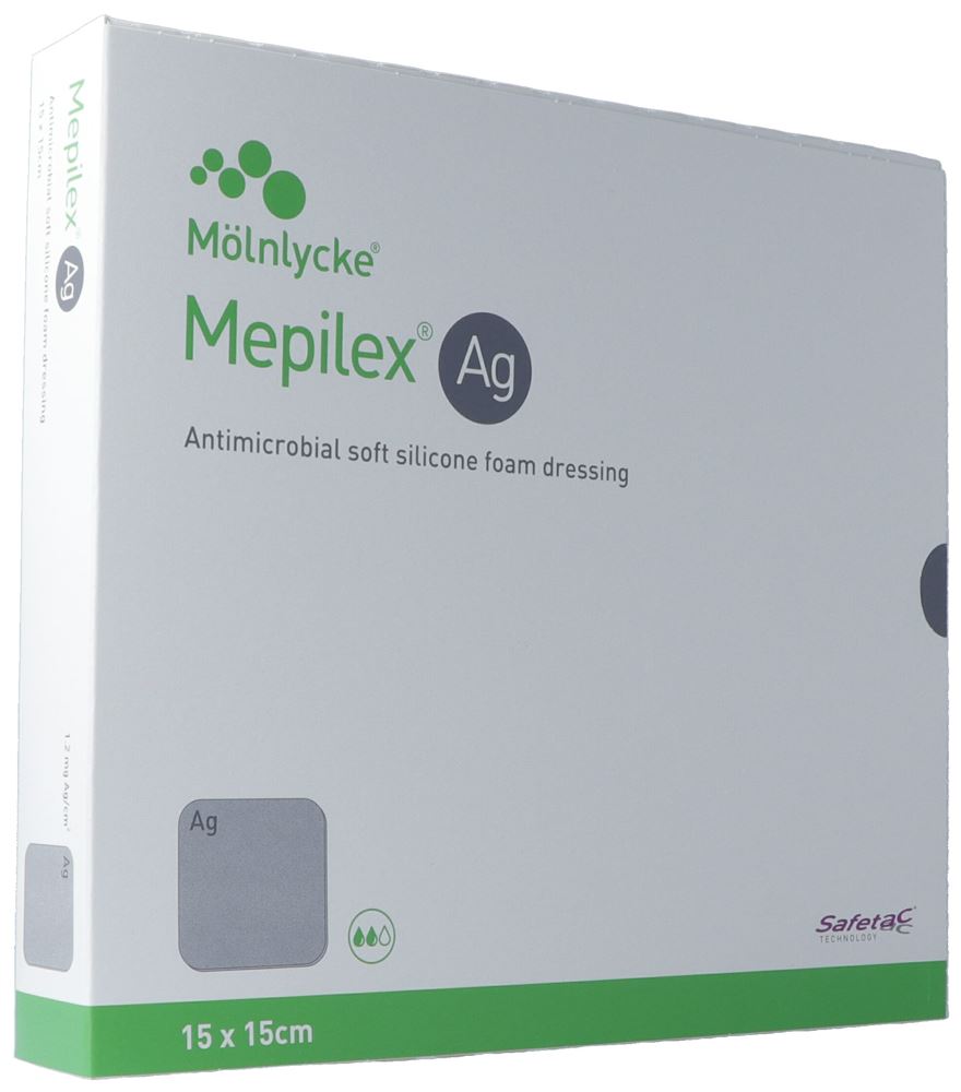 MEPILEX Ag Pansement Hydrocellulaire Safetac 15x15cm | 5 pièces