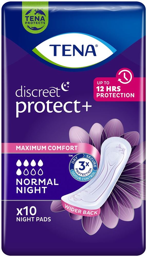TENA Discreet Normal Night Protections 10 pièces | Confort Nocturne