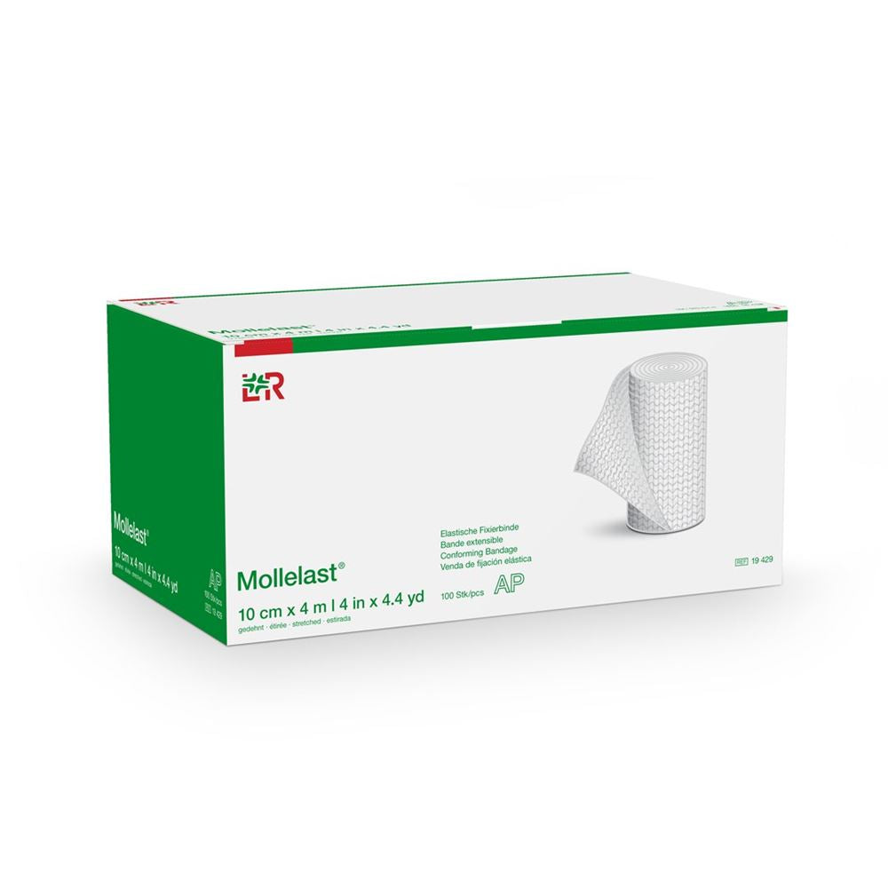 MOLLELAST Elast Fixierbinde 10cmx4m Blanc 100 pièces | Maintien Sûr