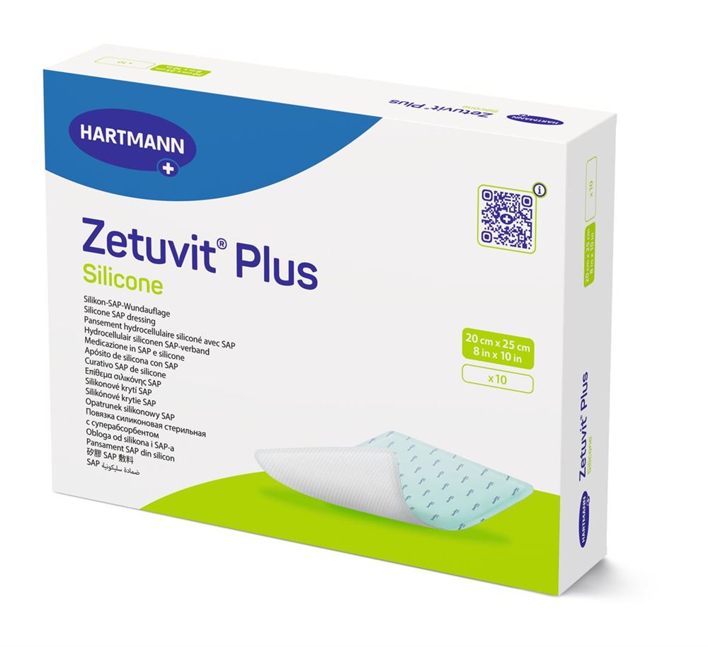 ZETUVIT Plus Silicone Border Pansement 20x25cm | 10 pièces