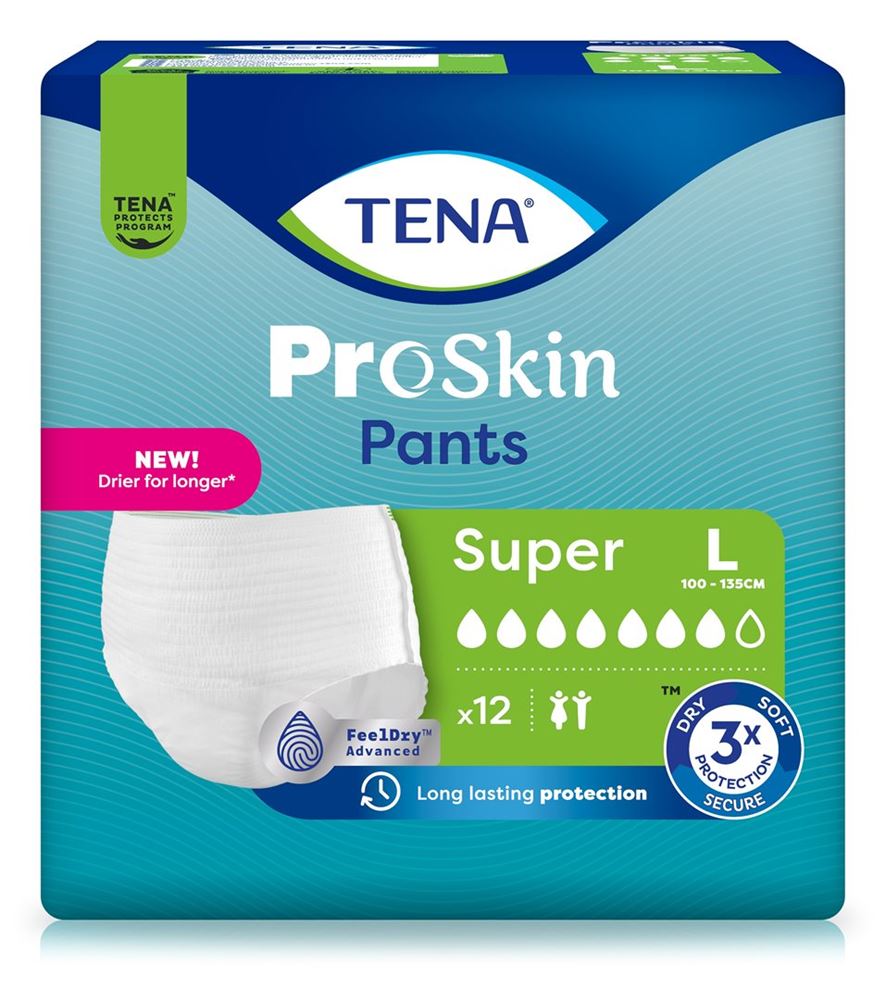 TENA Pants Super L Culottes 100-135cm | 12 pièces