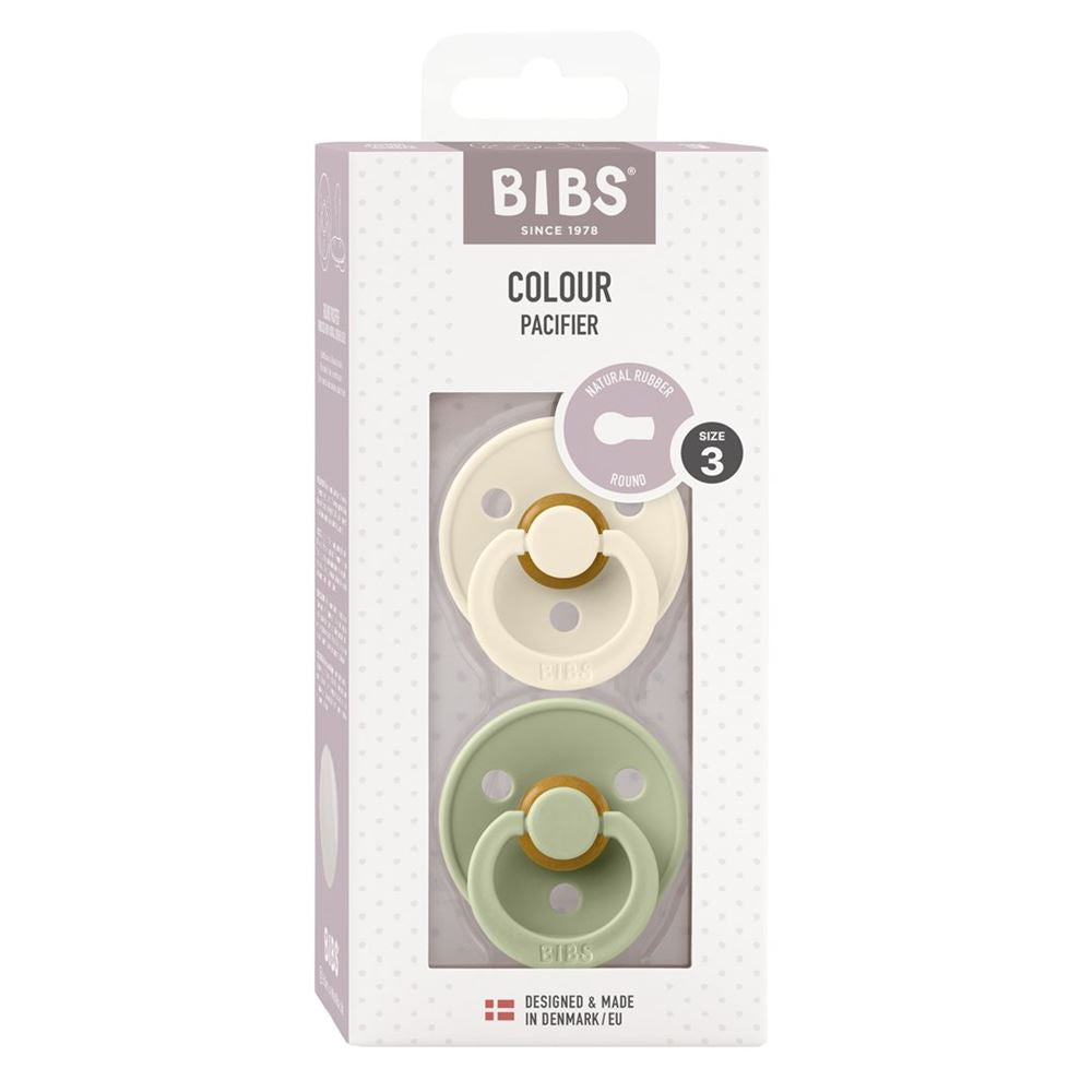 BIBS Colour Tétine Latex Ronde 12-18m Ivoire Sauge 2 pièces | Douceur