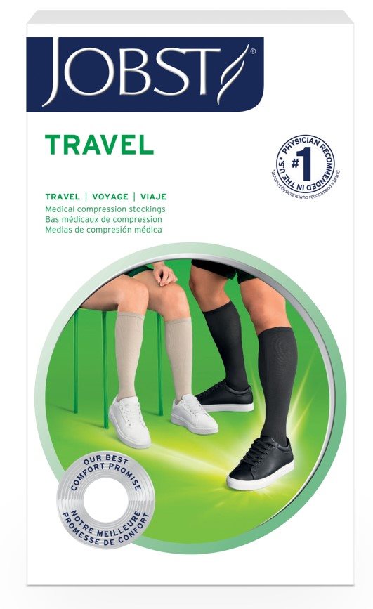 JOBST Travel Chaussettes Genou 15-20mmHg 3 Noir 1 Paire | Voyage