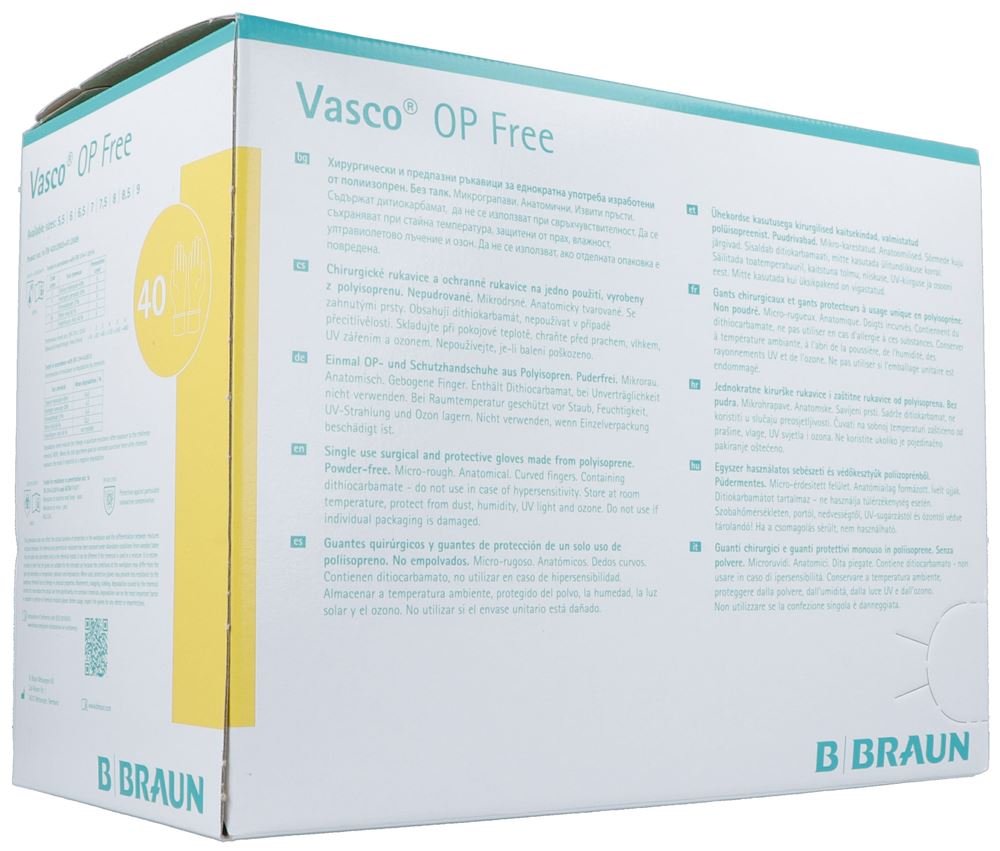 VASCO OP FREE Gr8.5 Stériles 40 paires | Sans Latex