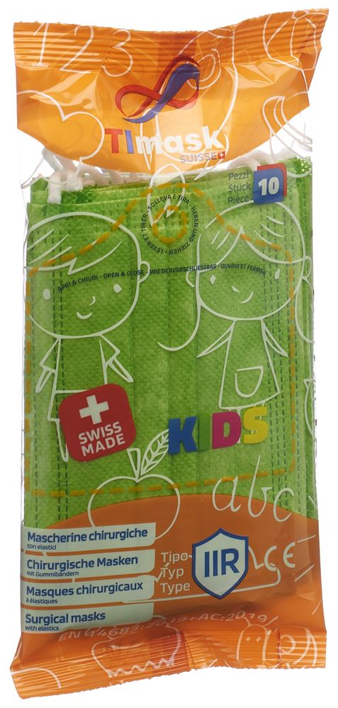 TIMASK Masque KIDS Vert 10 pièces | Jet Médical