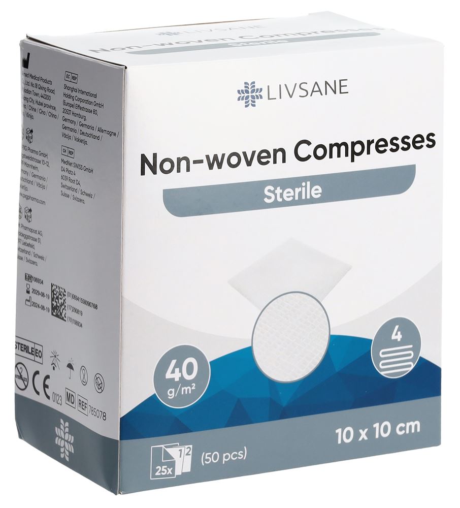 LIVSANE Compresses Non-Tissées 10x10cm 25 pièces | Soins