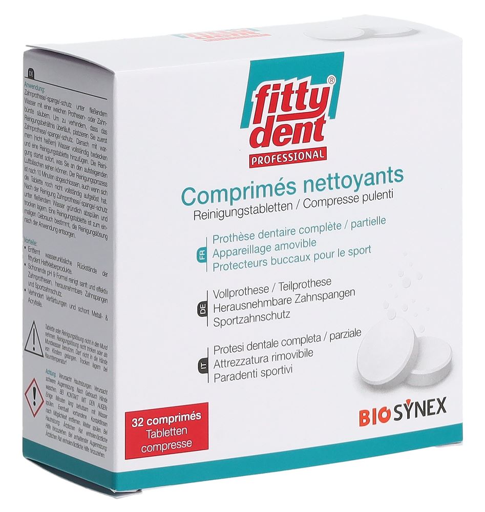 FITTYDENT Comprimés Nettoyants 32 pièces | Propreté Dentaire