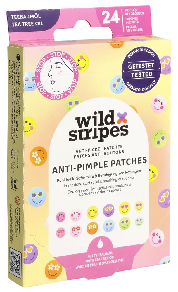 WILD STRIPES Pansements Anti-Boutons Arbre à Thé 24 pièces | Soin Apaisant
