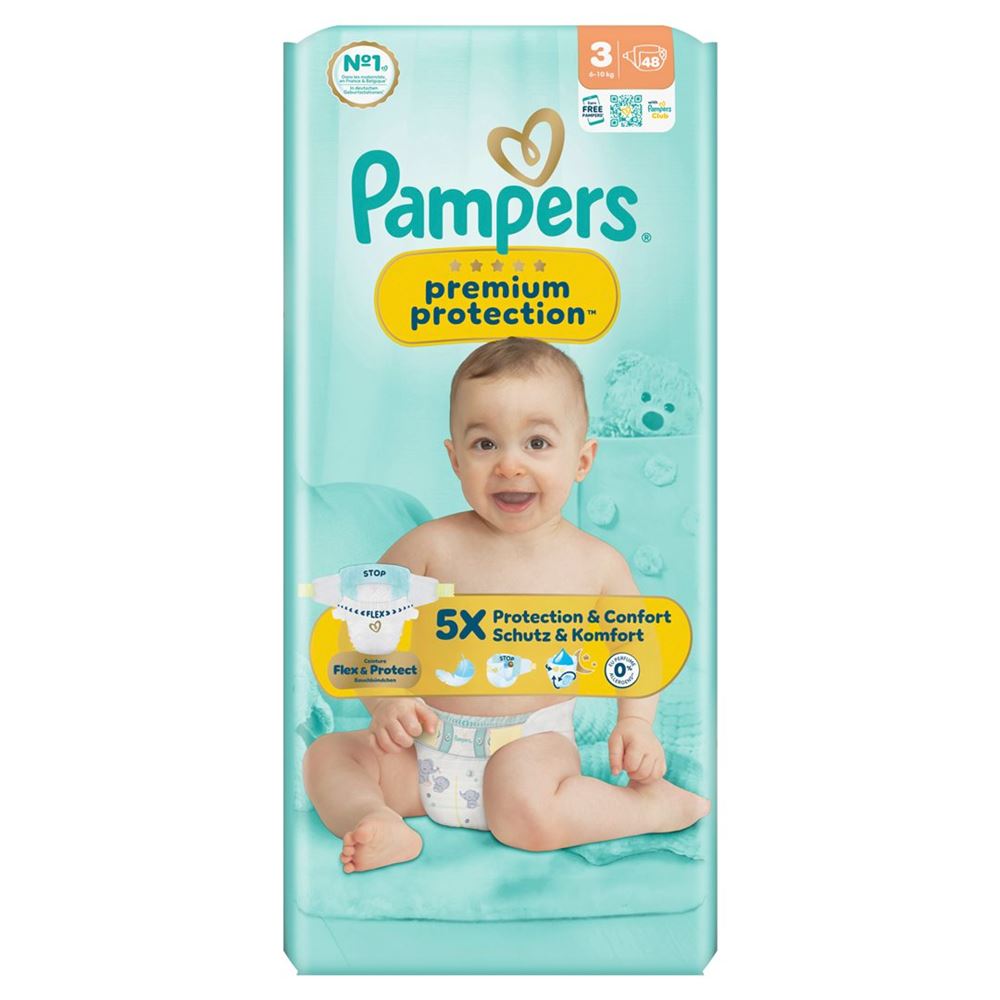 PAMPERS Prem Prot NB Gr3 Couches 48 pièces | Protection