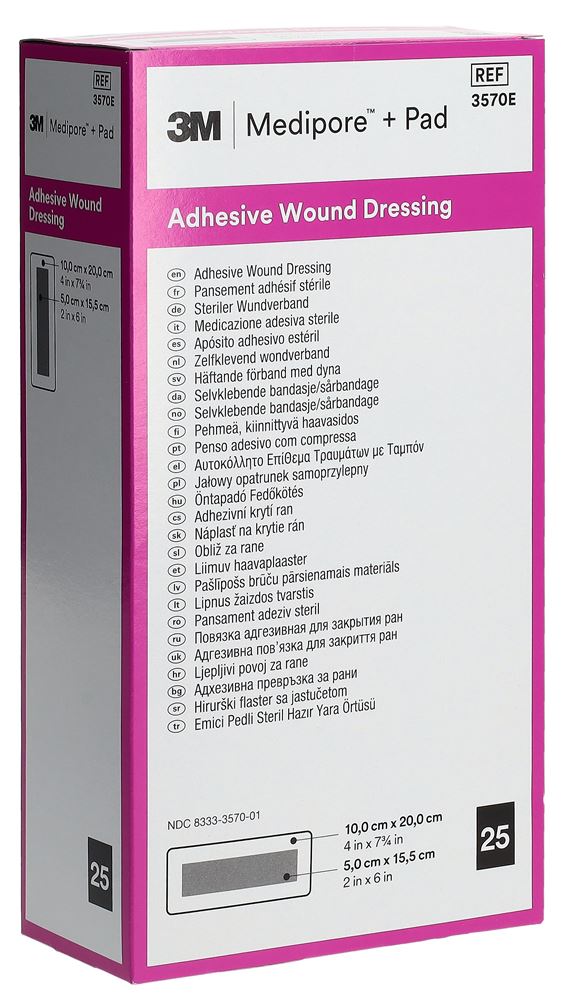 3M MEDIPORE+PAD Pansement 10x20cm | 25 pièces