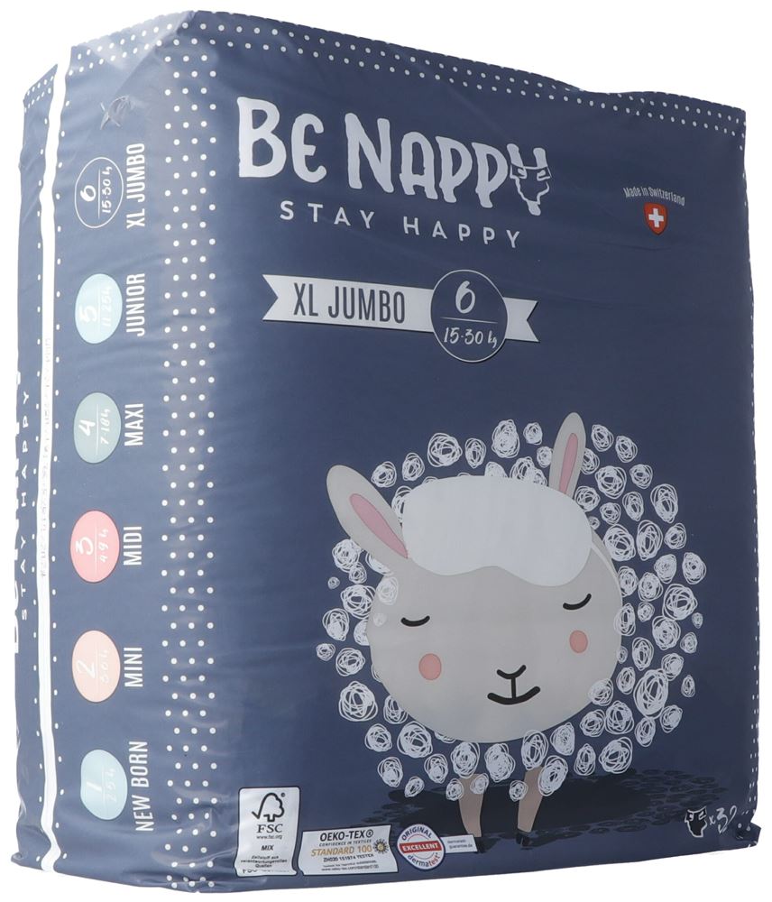 BE NAPPY Couches Gr6 15-30kg XL Jumbo 32 pièces | Maxi Confort