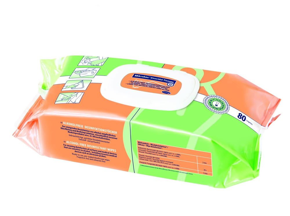 MIKROBAC Virucidal Lingettes 80 pièces | Désinfection Rapide